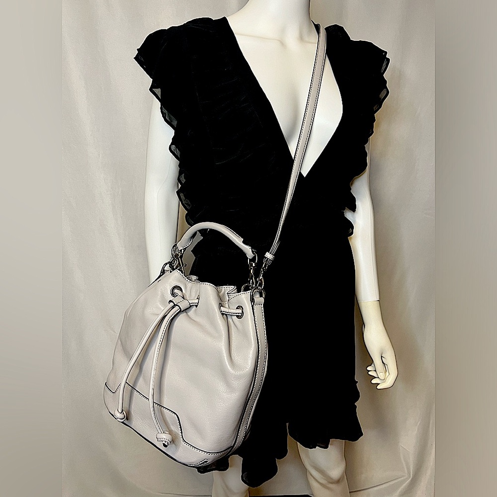 Rebecca Minkoff.NWT.Gorgeous Leather Crossbody/Bucket Bag. Stone Grey. 15”X 10”. - Picture 13 of 13